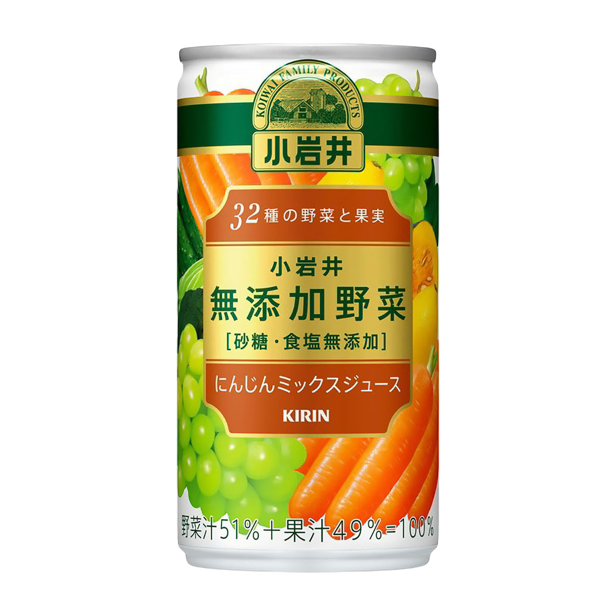 キリン　小岩井　無添加野菜　３２種の野菜と果実　１９０ｇ缶