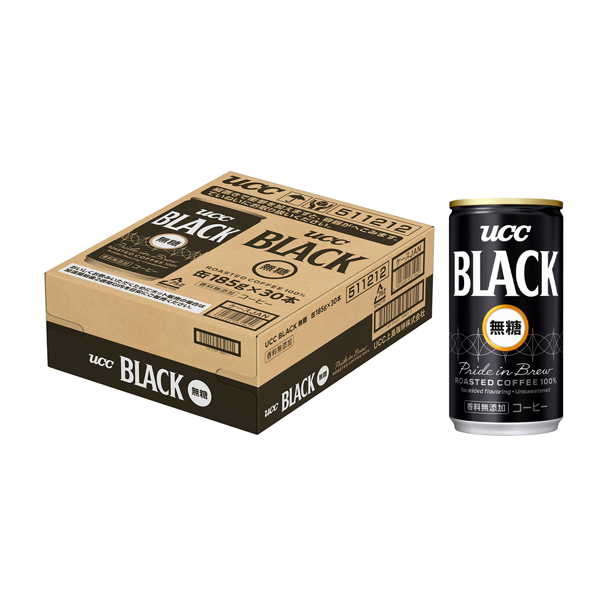 UCC　ブラック無糖缶　185ｇ(ケース　30本）