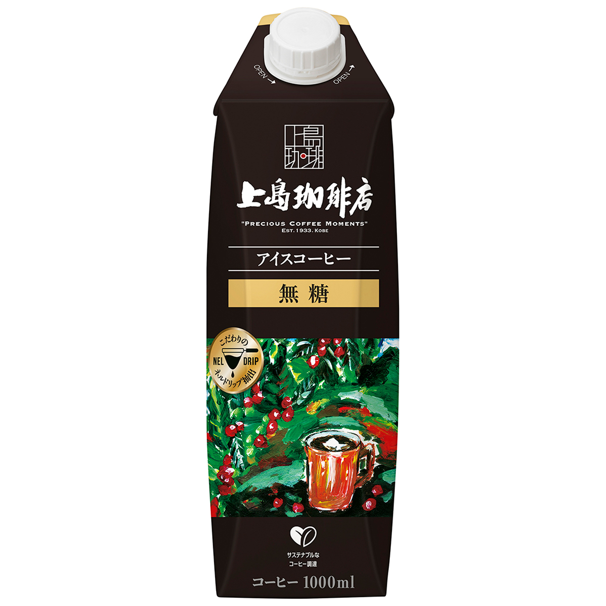 UCC　上島珈琲店アイスコーヒー無糖　1000ml(ケース　12本)