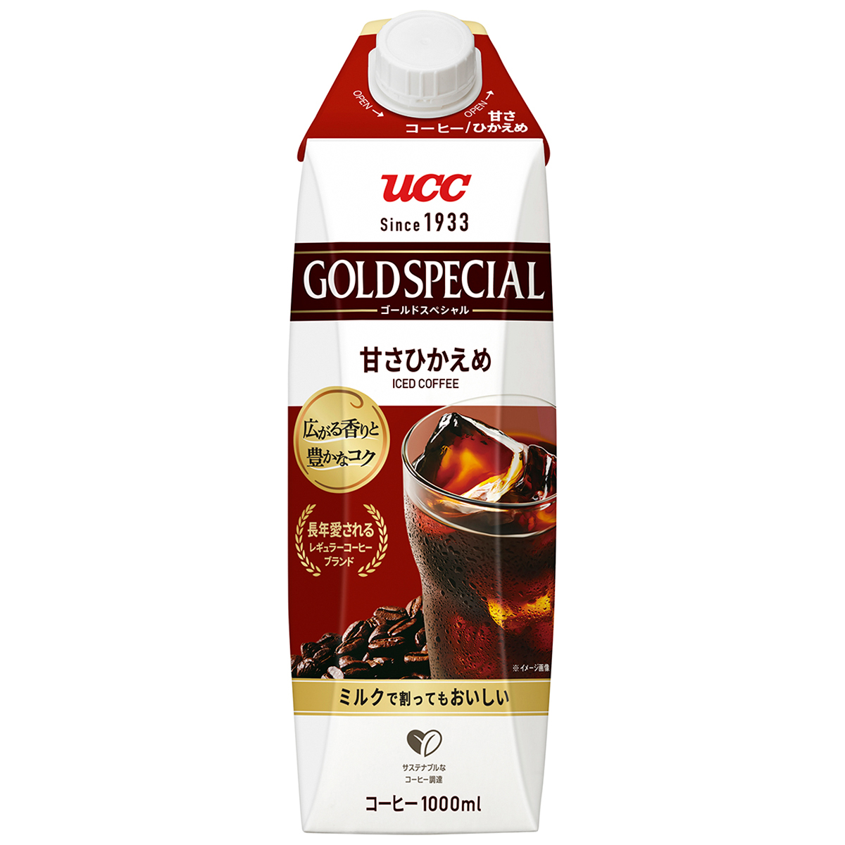 UCC　ゴールドスペシャルアイスコーヒー甘さひかえめ　1000ml(ケース12本)