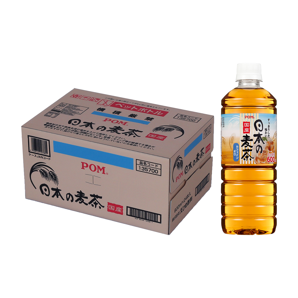 えひめ飲料　日本の麦茶　６００ｍｌ【ケース２４本】