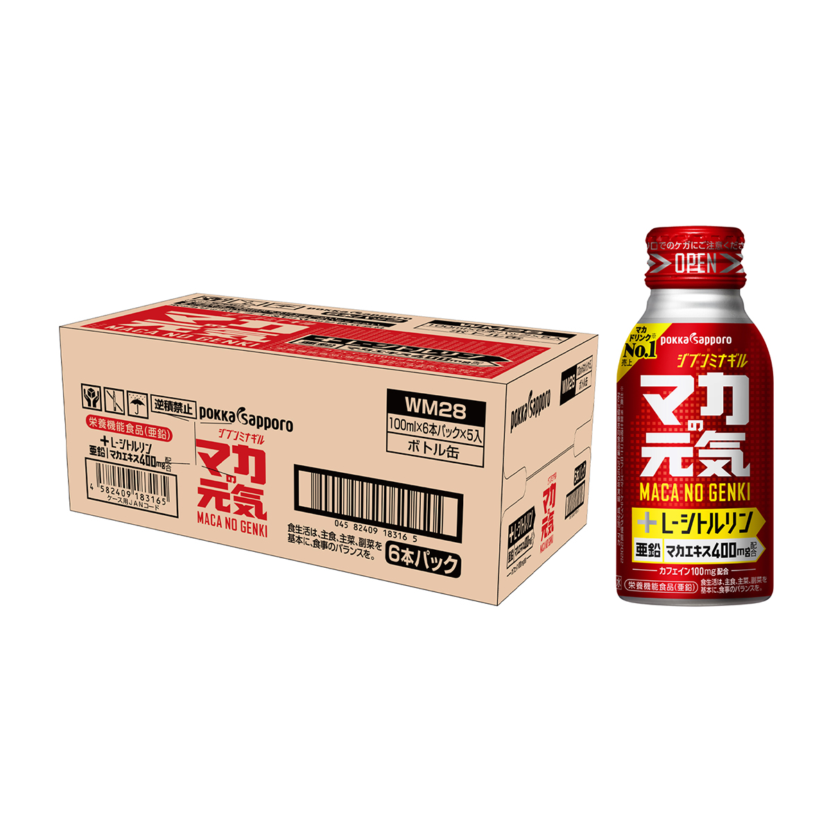 ポッカサッポロ　マカの元気　ボトル缶　１００ｍｌ【ケース３０本】