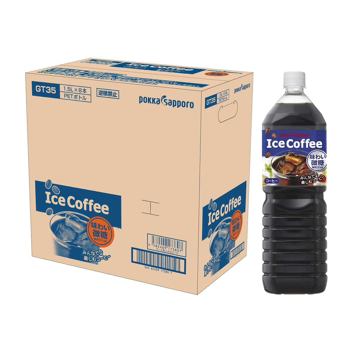 ポッカサッポロ　アイスコーヒー　あじわい微糖　１５００ｍｌ【ケース８本】