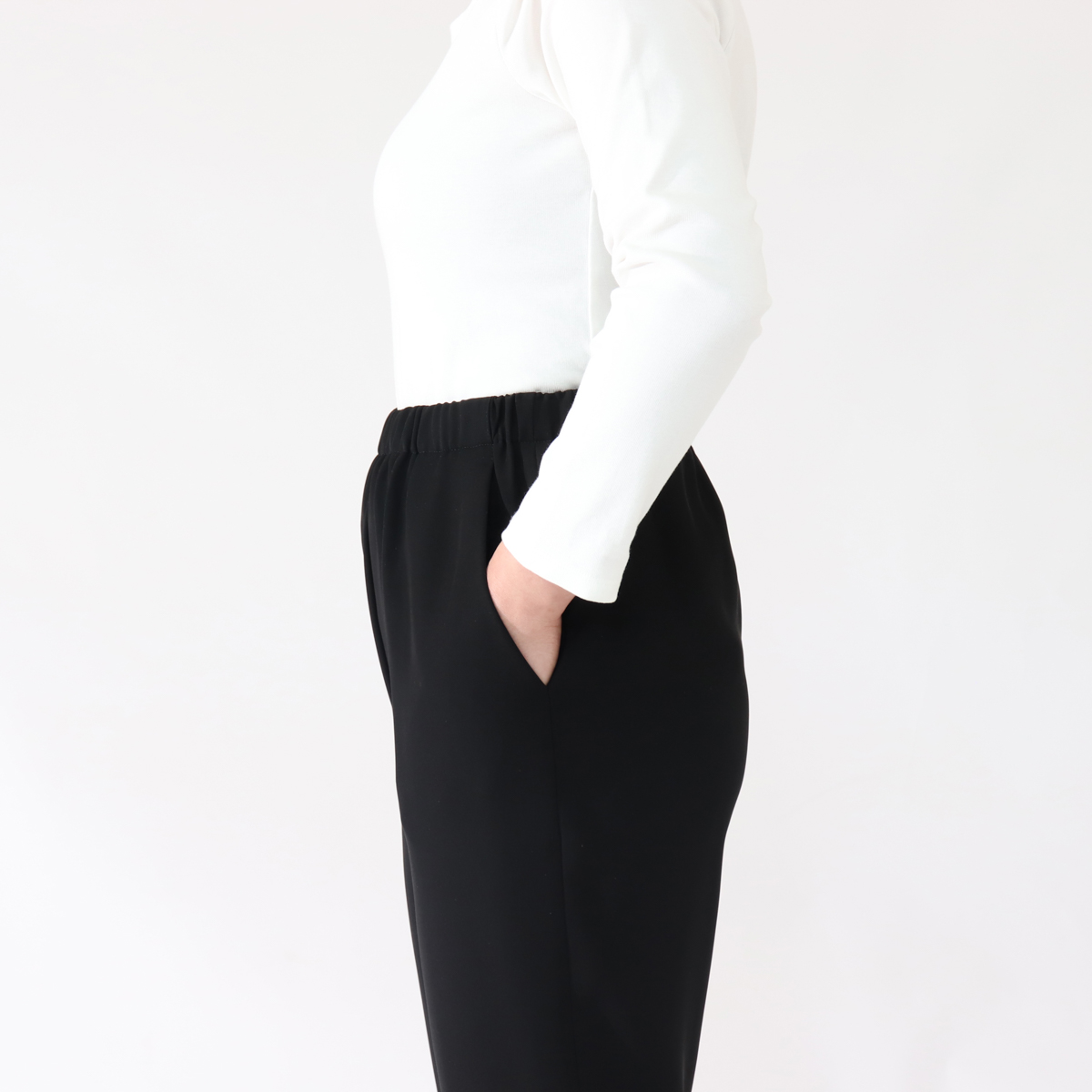 フォーマルブラック柔らか総ゴムパンツ
