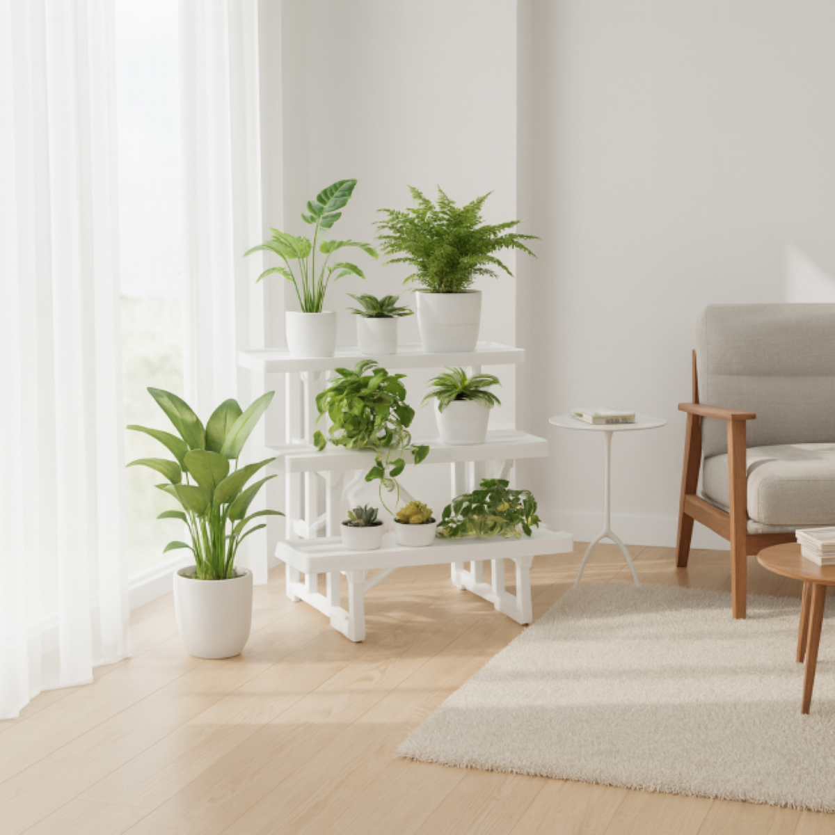 グリーンパル　フラワースタンド３段９０ｃｍ幅　ホワイト