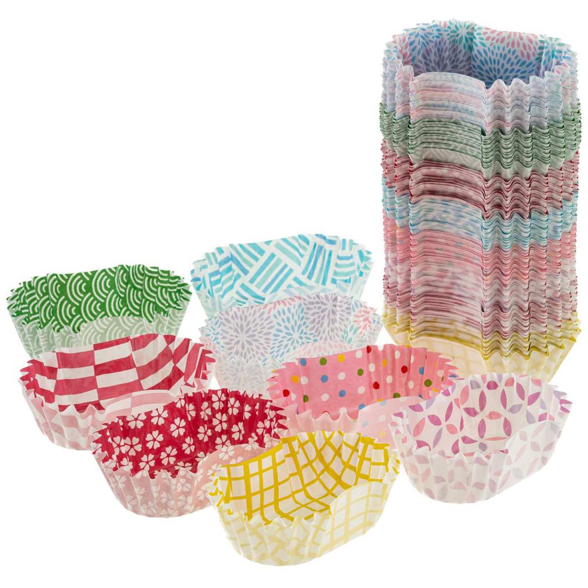 和風柄お弁当カップ小判型・８０枚入