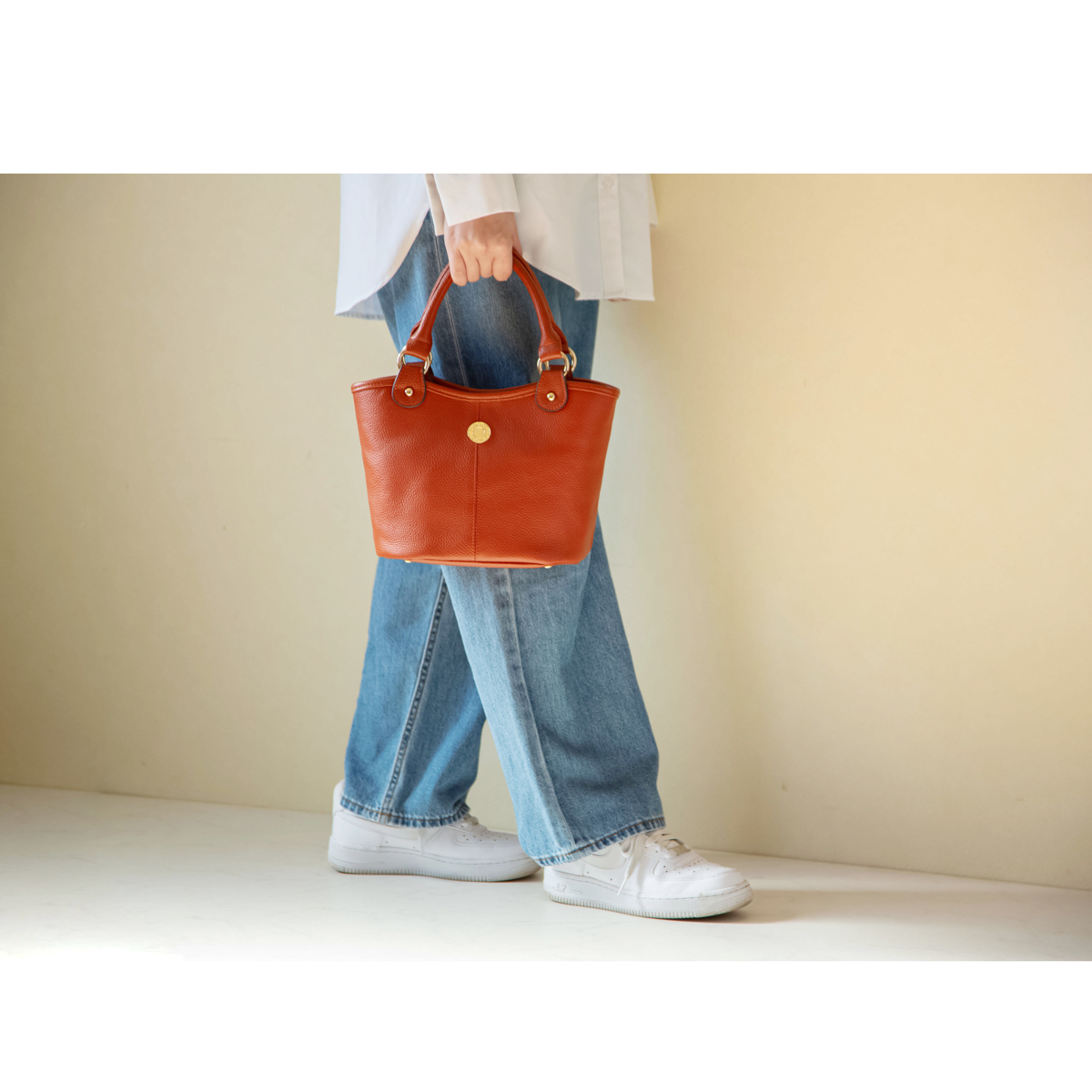 【豊岡工房】牛革バケツ型手提げ