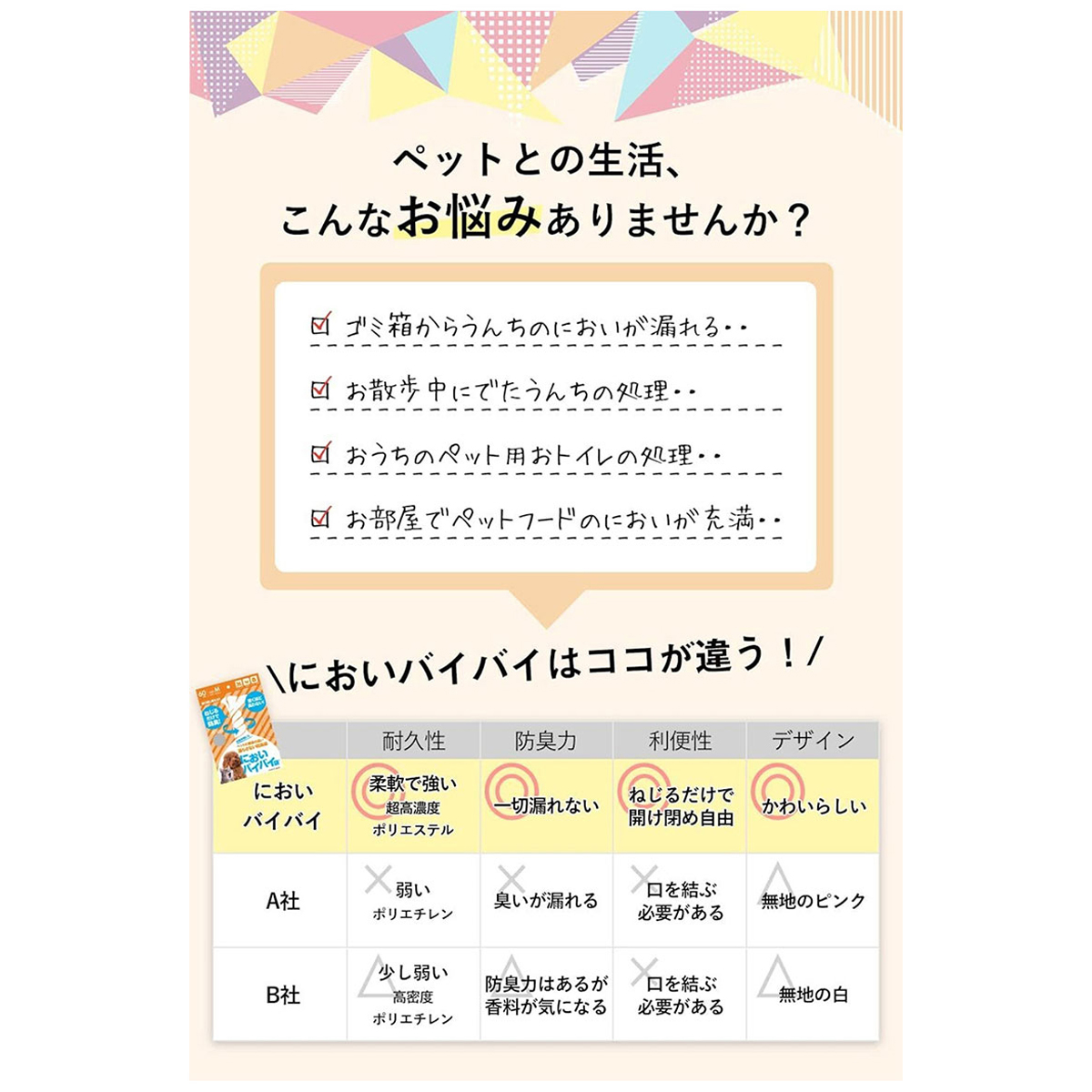 においバイバイ袋　ペット用Mサイズ　１８０枚入