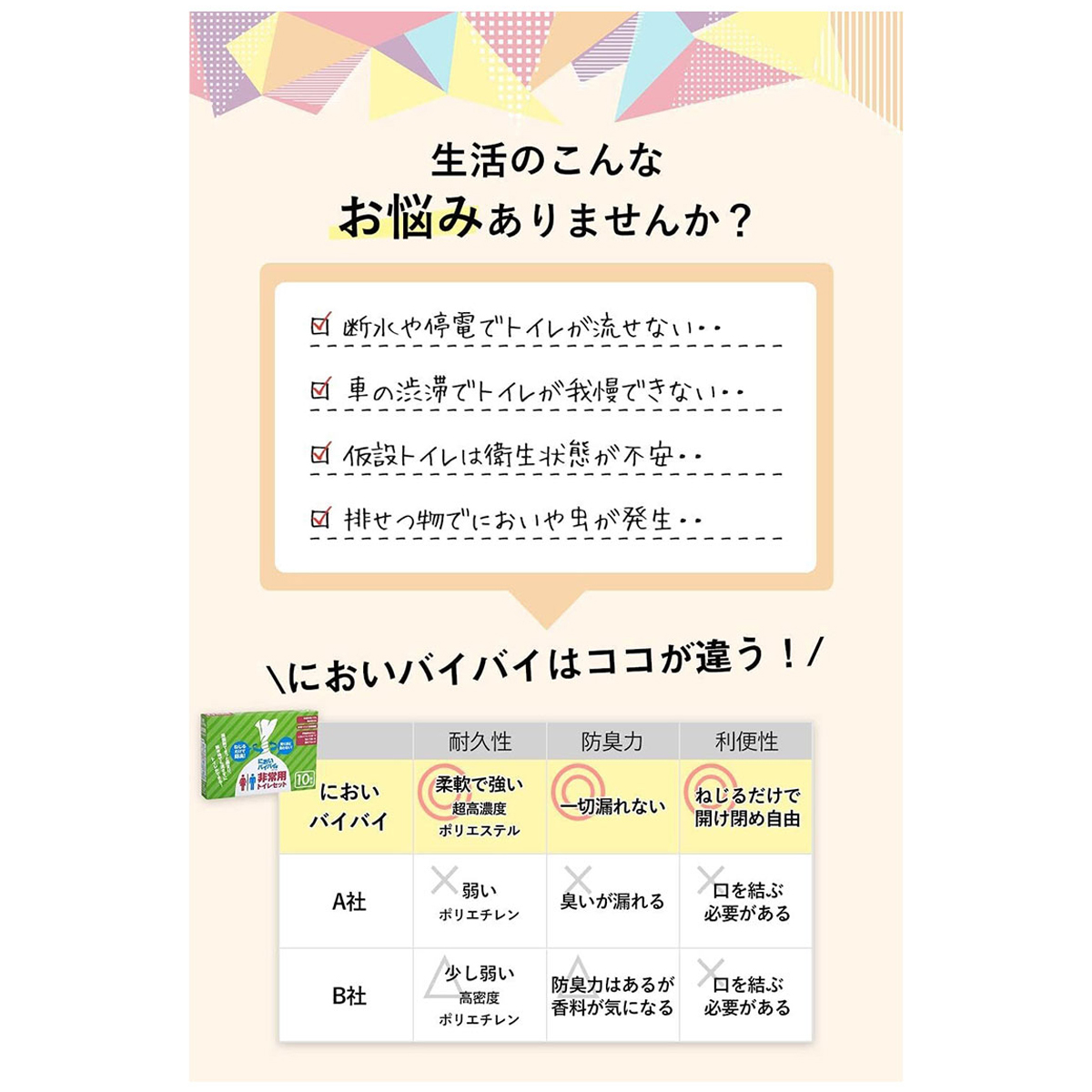 においバイバイ袋　非常用トイレセット　３０回分