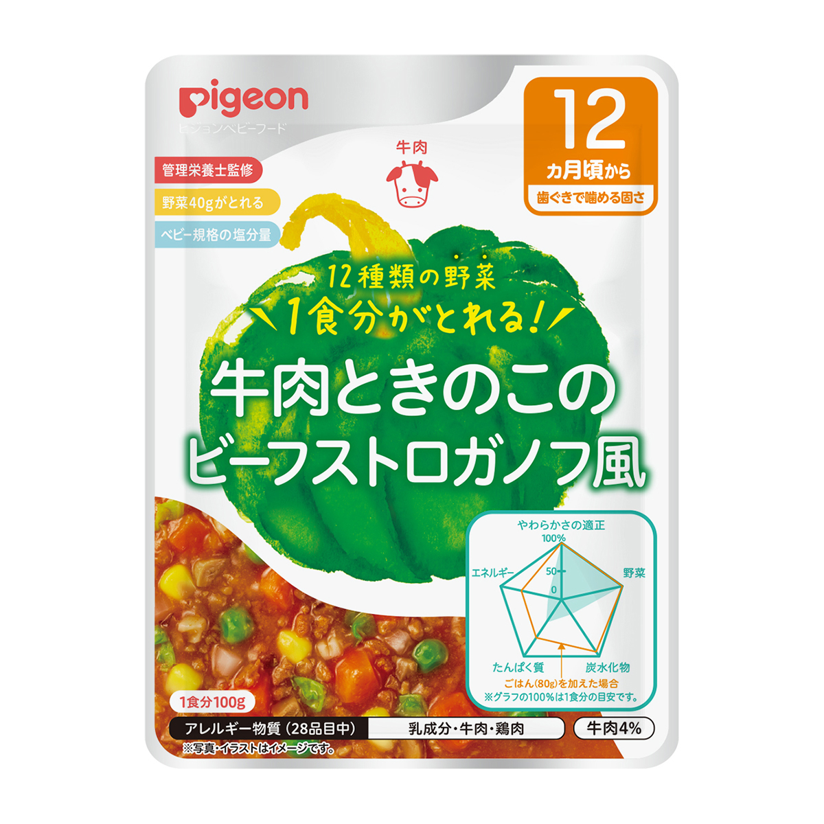 食育レシピ野菜　牛肉ときのこのビーフストロガノフ風　100g