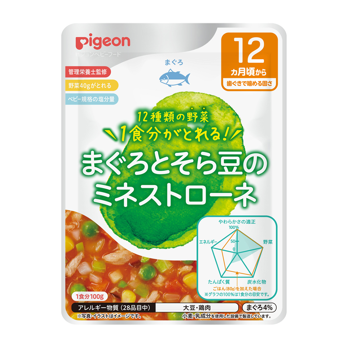 食育レシピ野菜　まぐろとそら豆のミネストローネ　100g