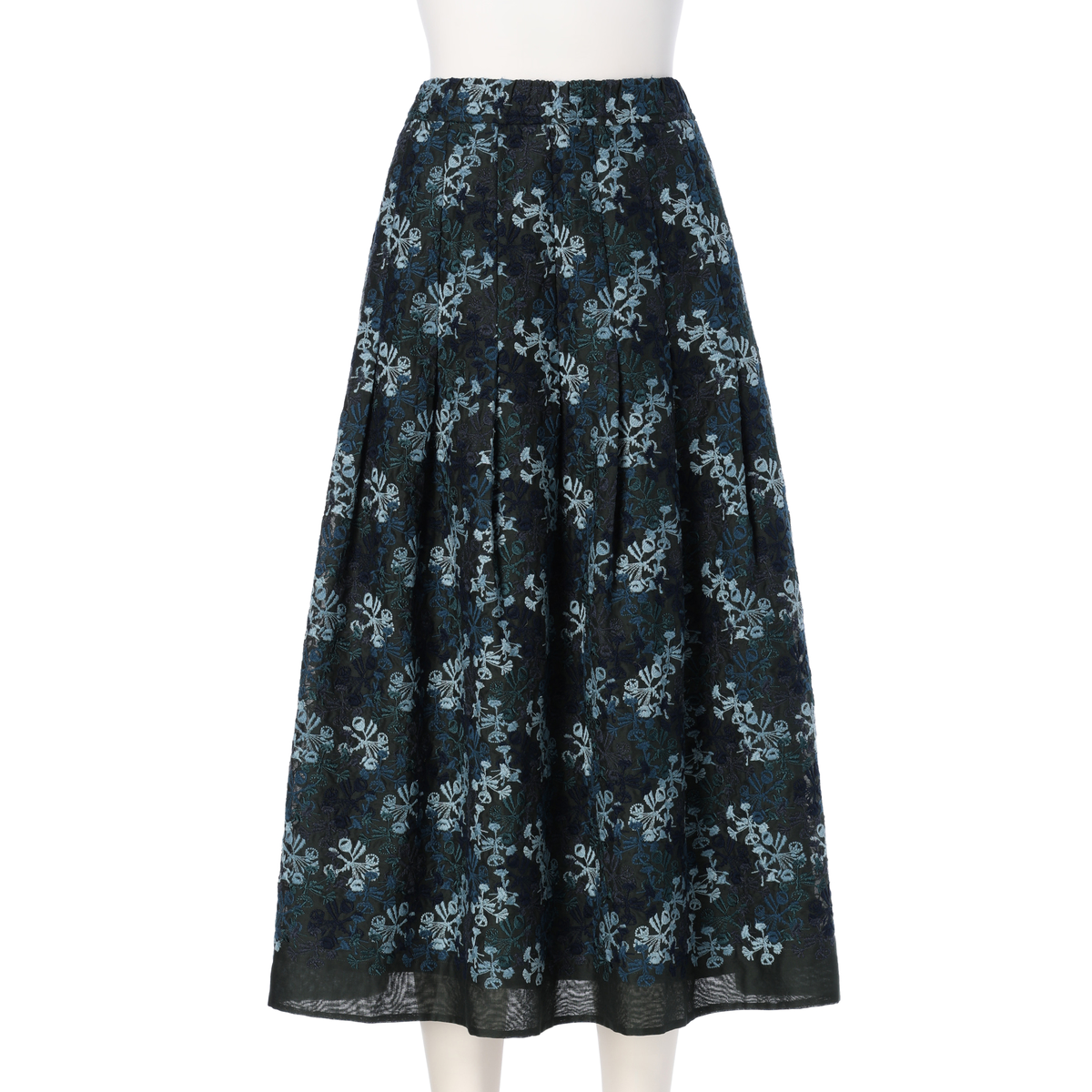 【PJC KAZUKO ONISHI】刺繍タックスカート／月見草