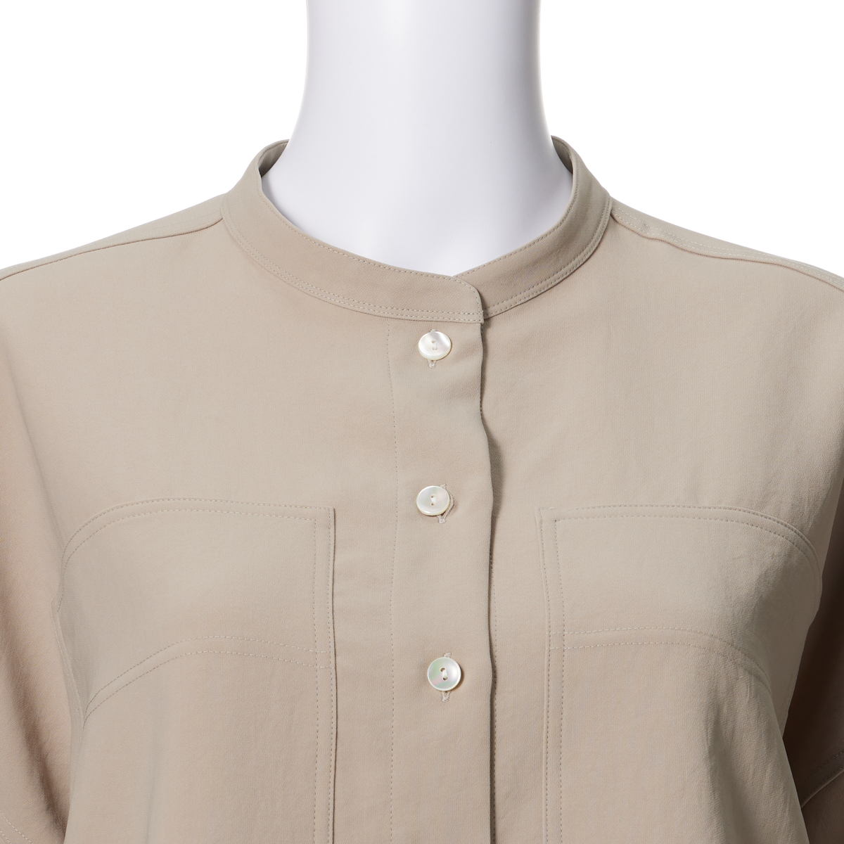 【ル クール】バンドカラー　ビッグポケットシャツ