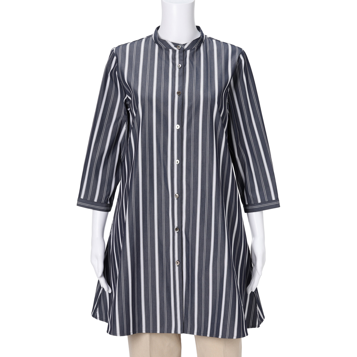 【ル クール】ランダムストライプロングシャツ