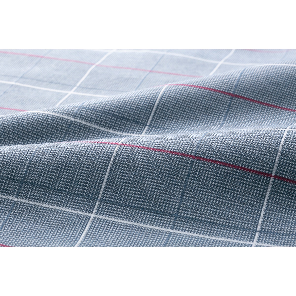 日本製格子柄長袖ポロシャツ２色組