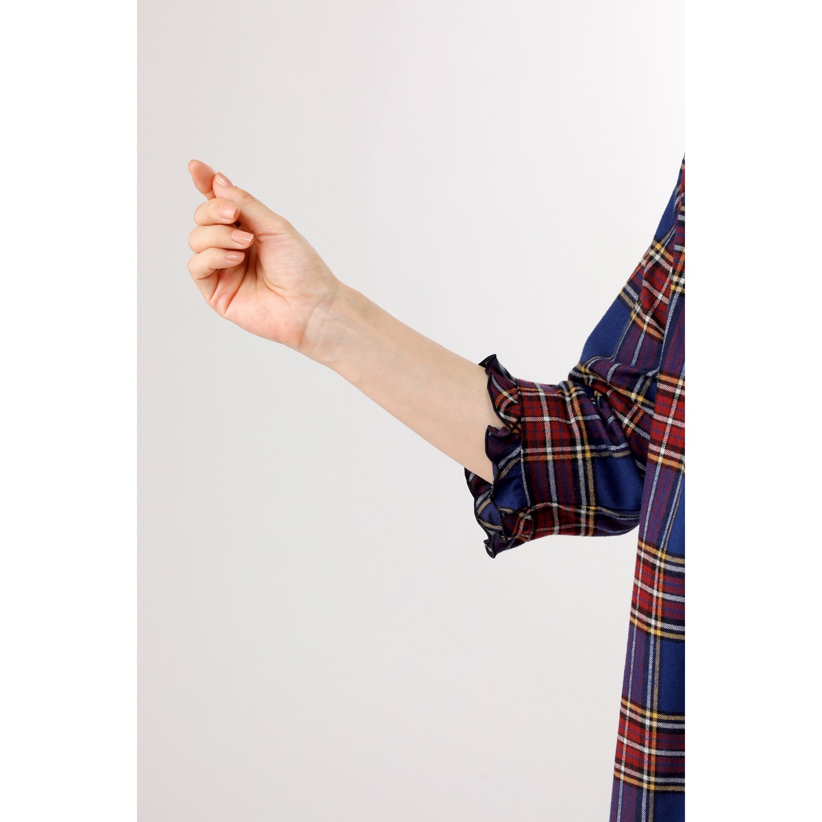 播州織フリル衿ワンピース