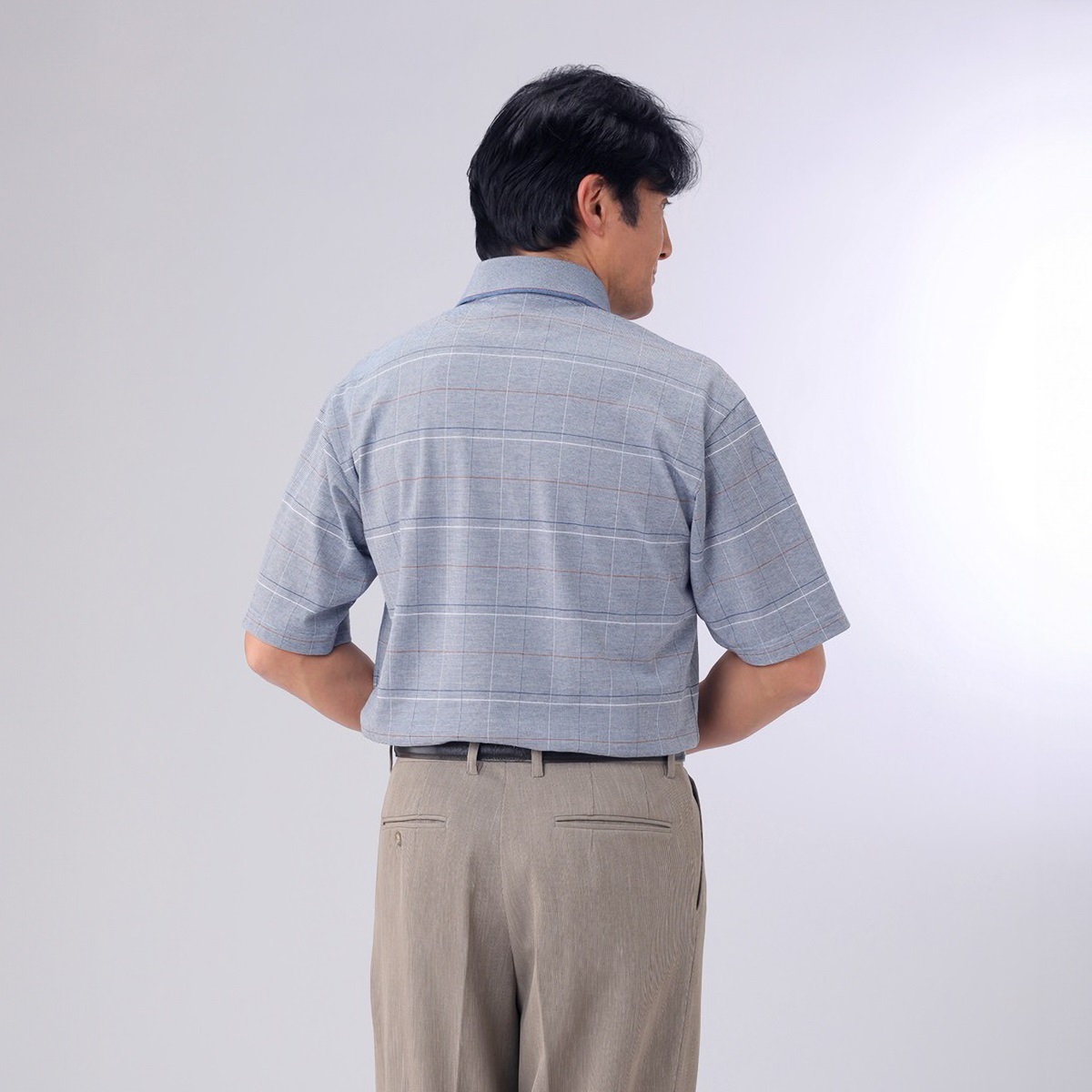 日本製格子柄半袖ポロシャツ２色組