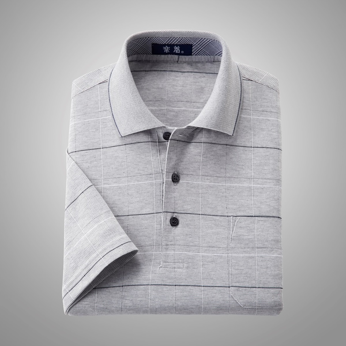 日本製格子柄半袖ポロシャツ２色組