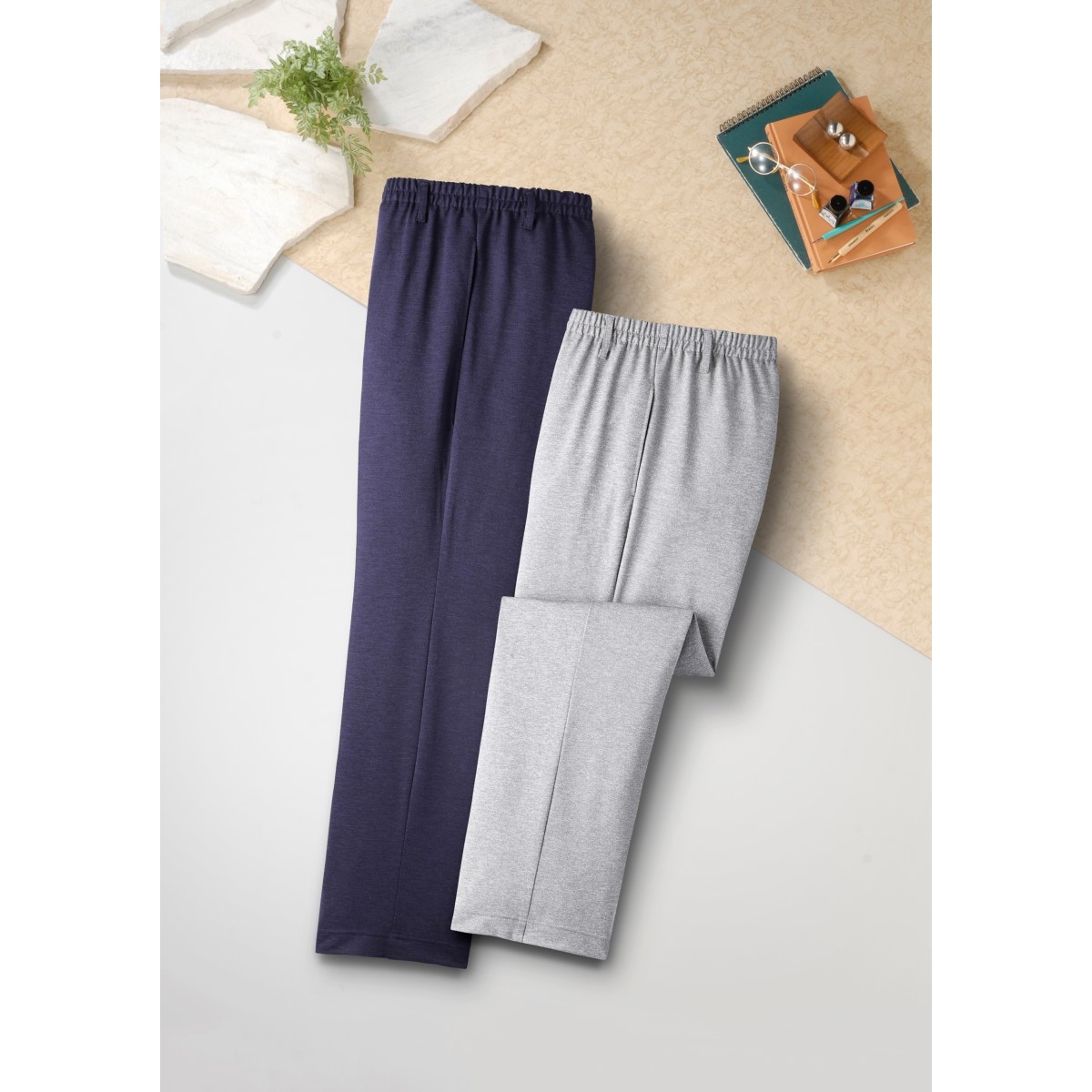 日本製紳士クールマックス麻調パンツ2色組