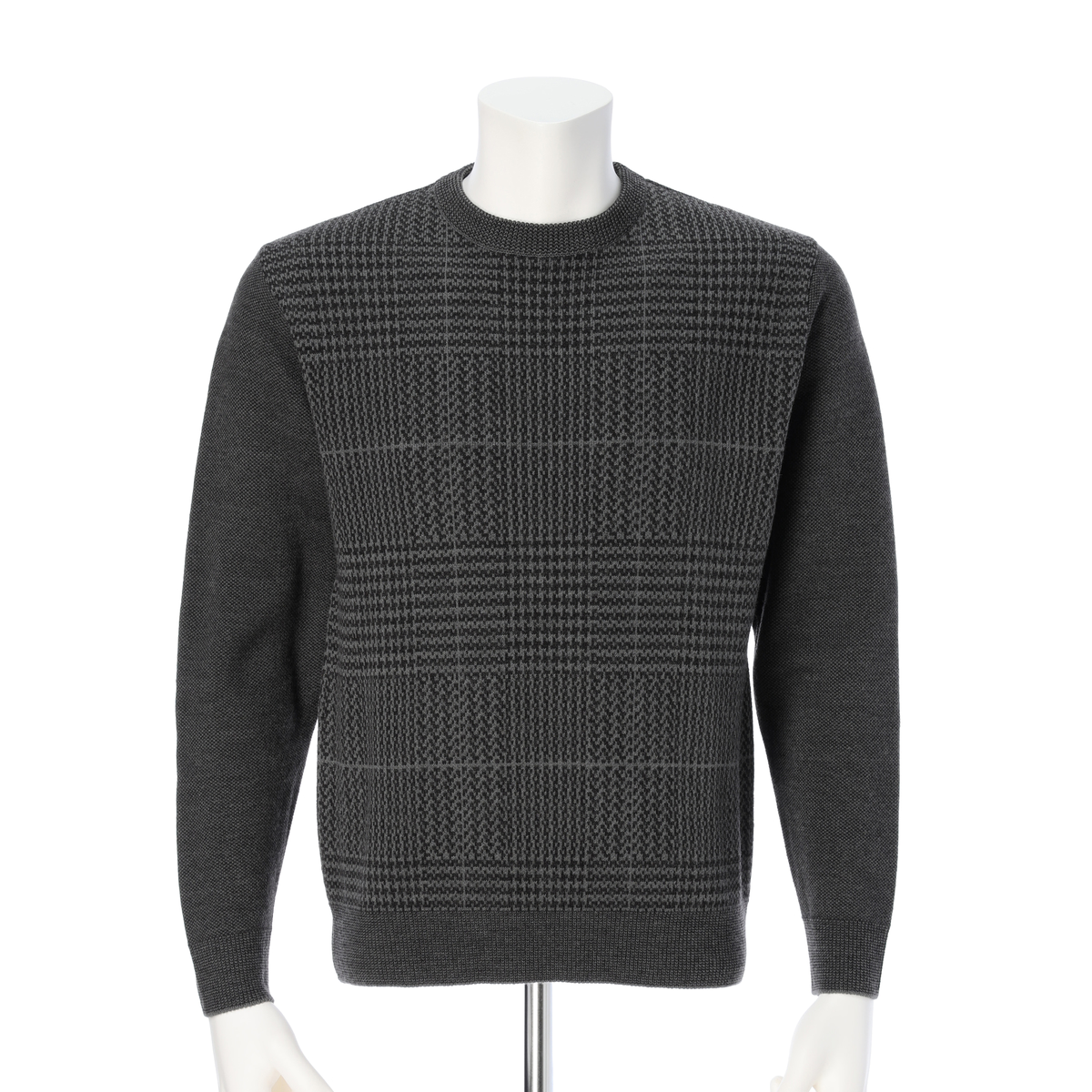 日本製グレンチェック柄ジャカードセーター