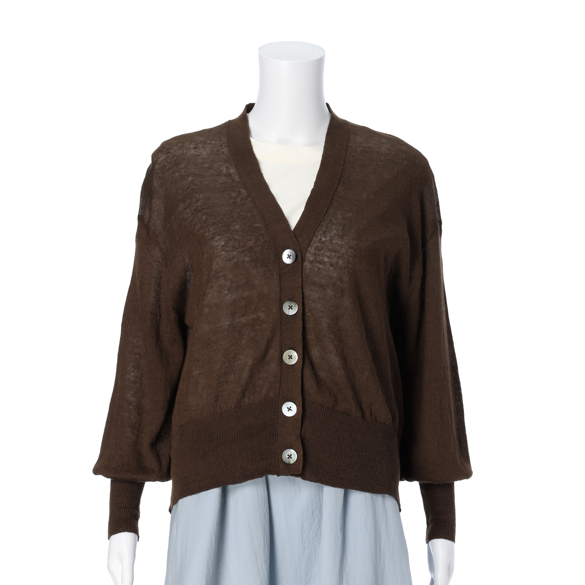 【Gracieuxグラシュー】リネンカーディガン　ブラウン