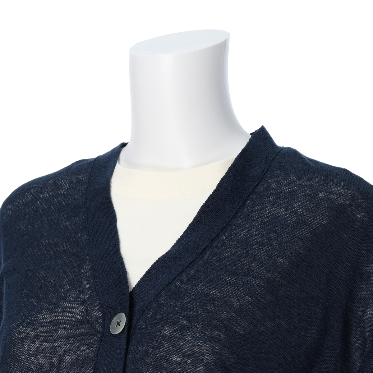 【Gracieuxグラシュー】リネンカーディガン　ネイビー