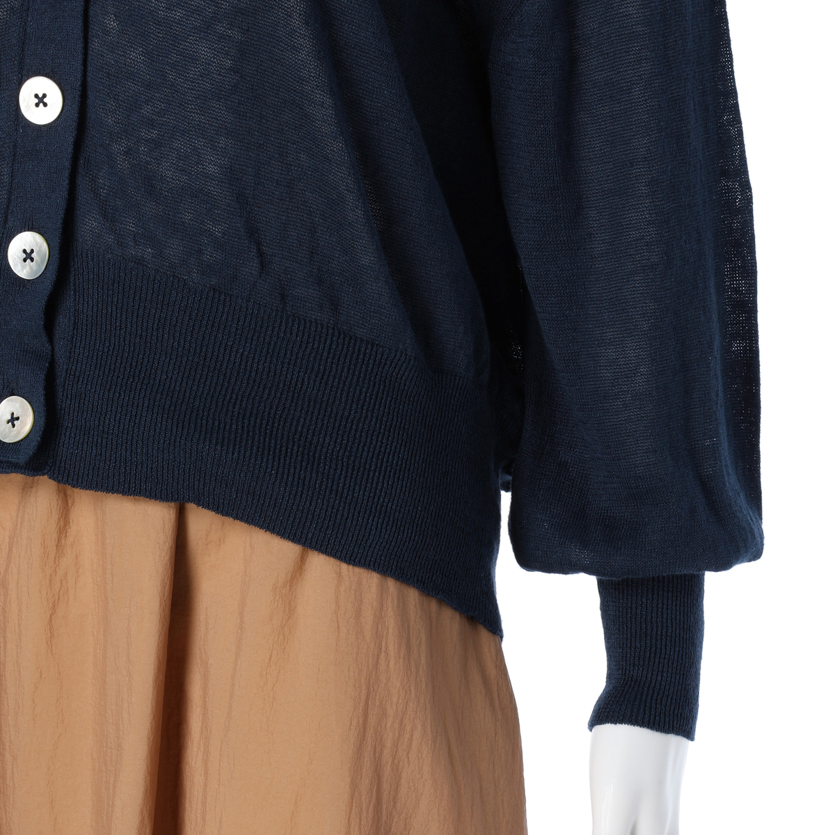 【Gracieuxグラシュー】リネンカーディガン　ネイビー