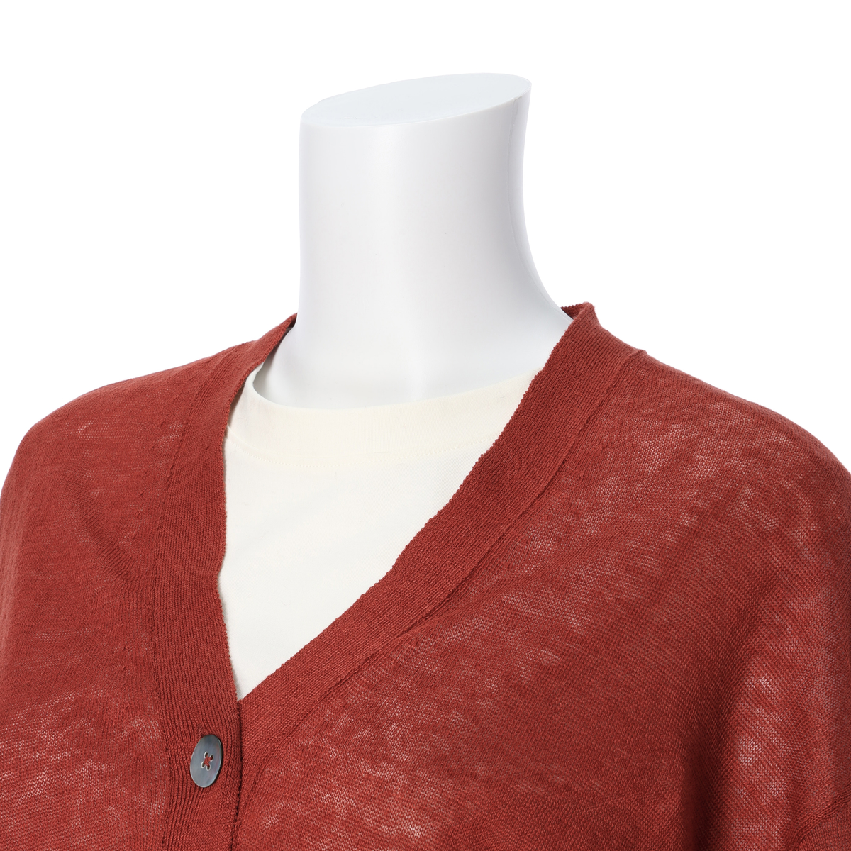 【Gracieuxグラシュー】リネンカーディガン　レンガ