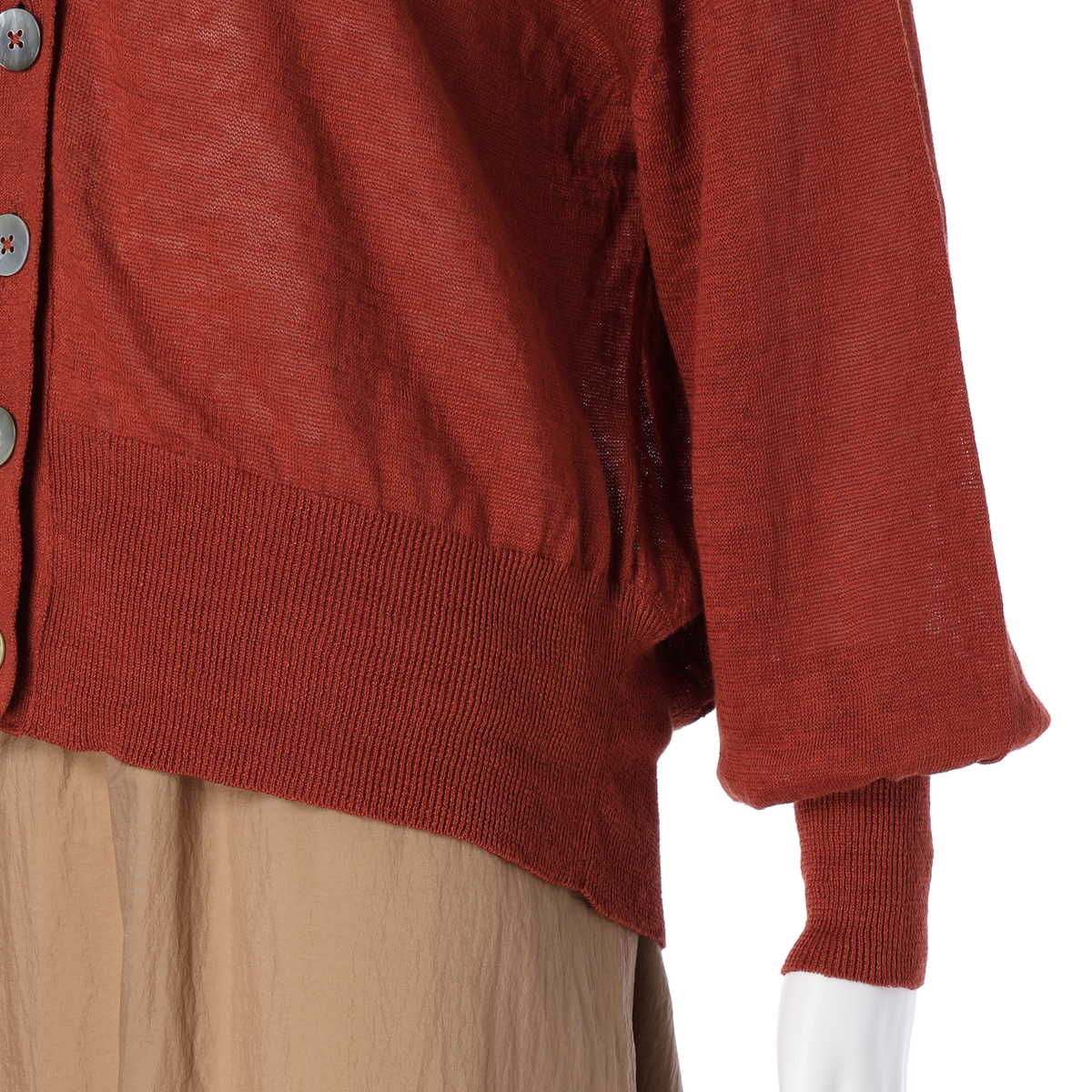 【Gracieuxグラシュー】リネンカーディガン　レンガ