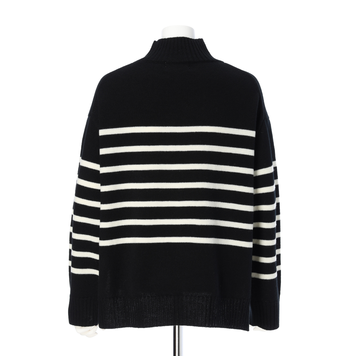 【Gracieuxグラシュー】ボーダーニットプルオーバー(黒×白）
