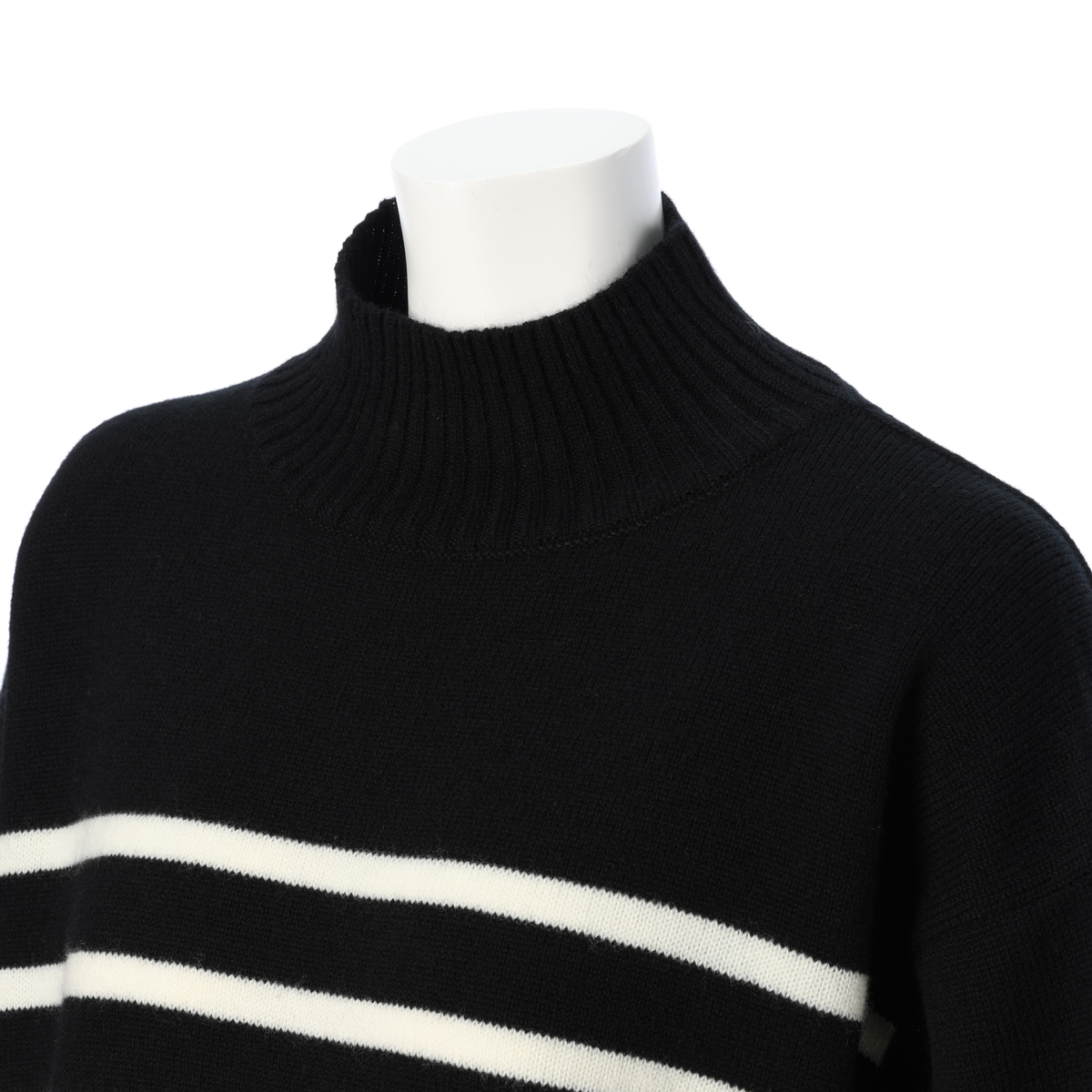 【Gracieuxグラシュー】ボーダーニットプルオーバー(黒×白）