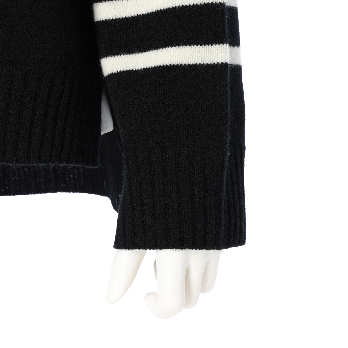 【Gracieuxグラシュー】ボーダーニットプルオーバー(黒×白）