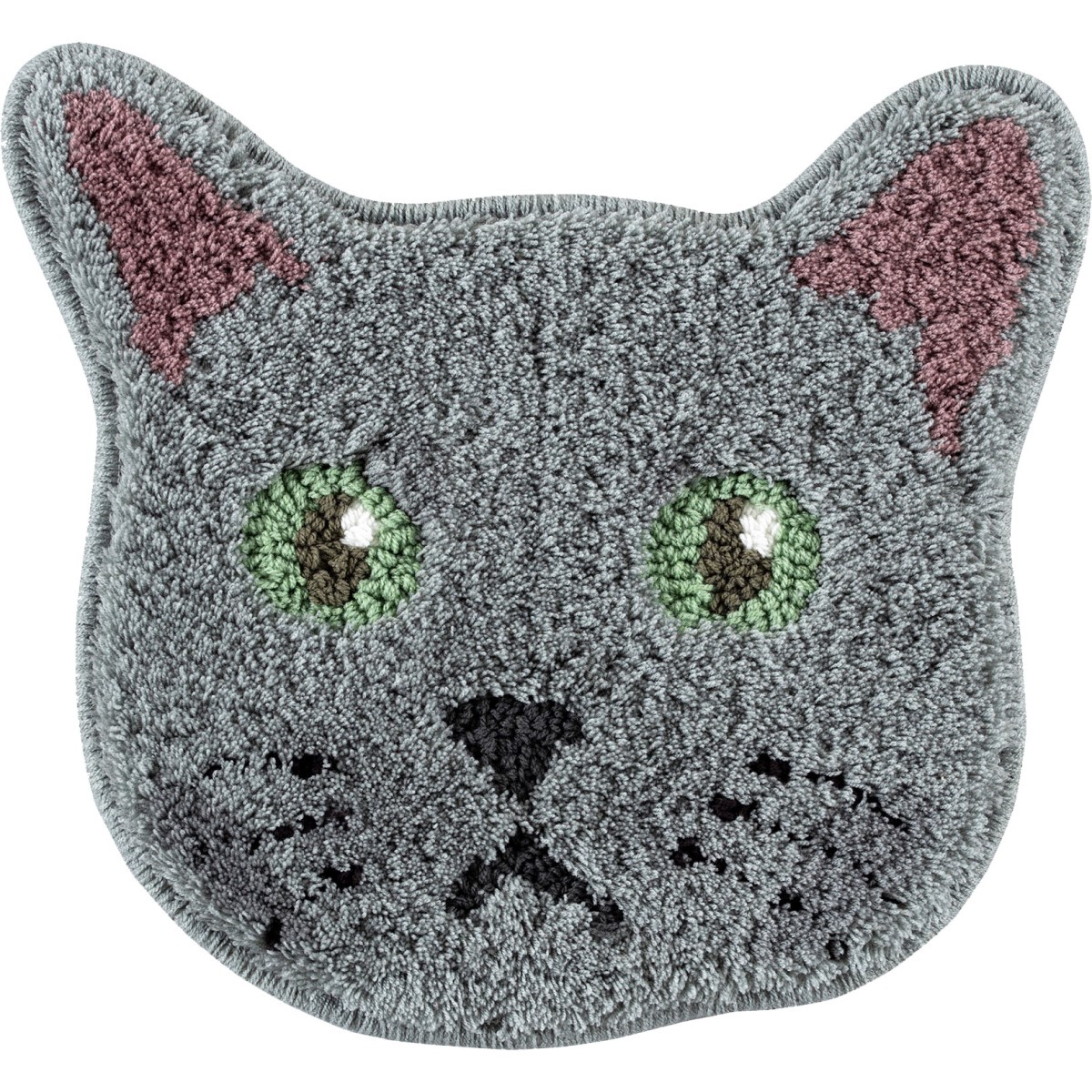 洗える ネコカオマット ブルー 滑り止め