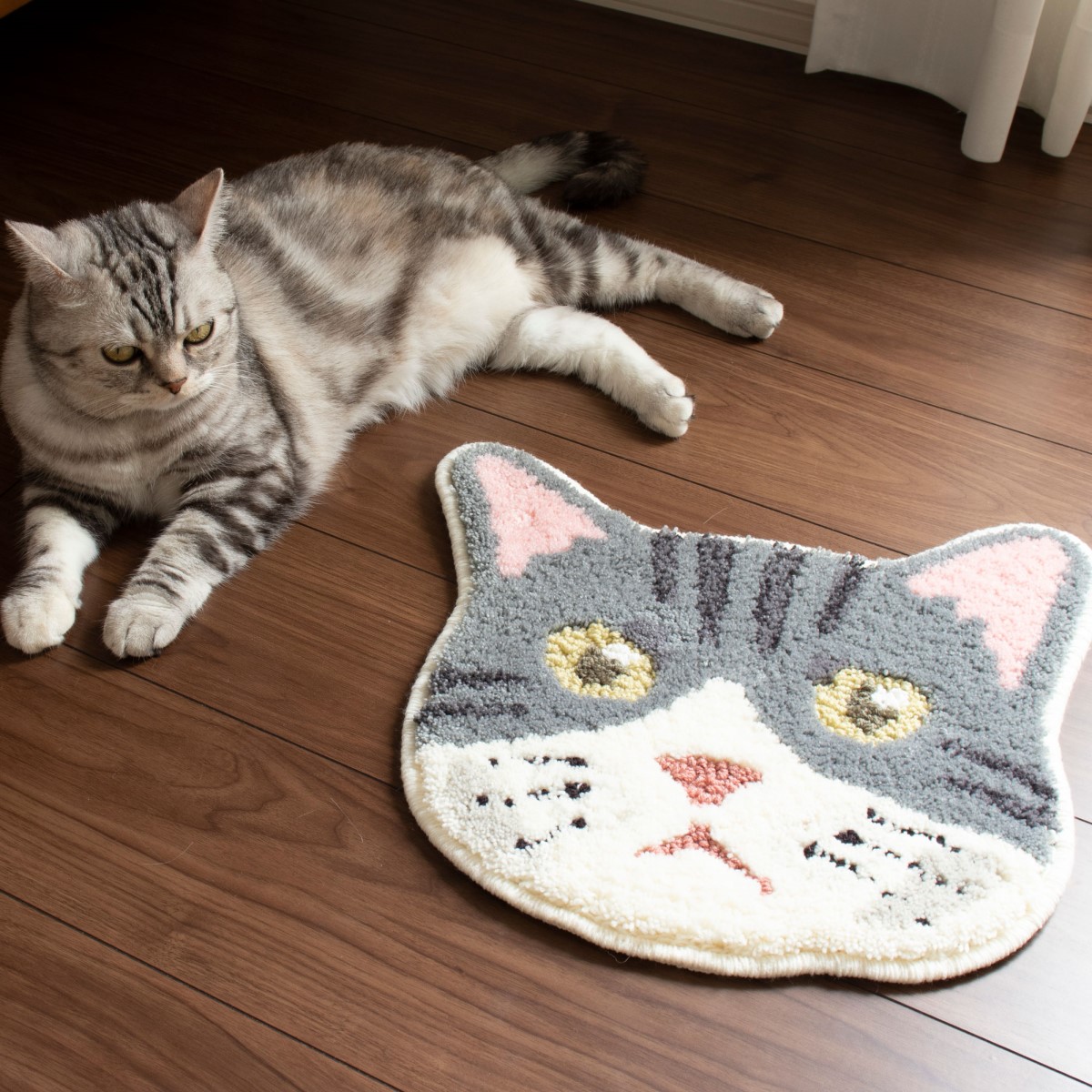 洗える ネコカオマット サバシロ 滑り止め