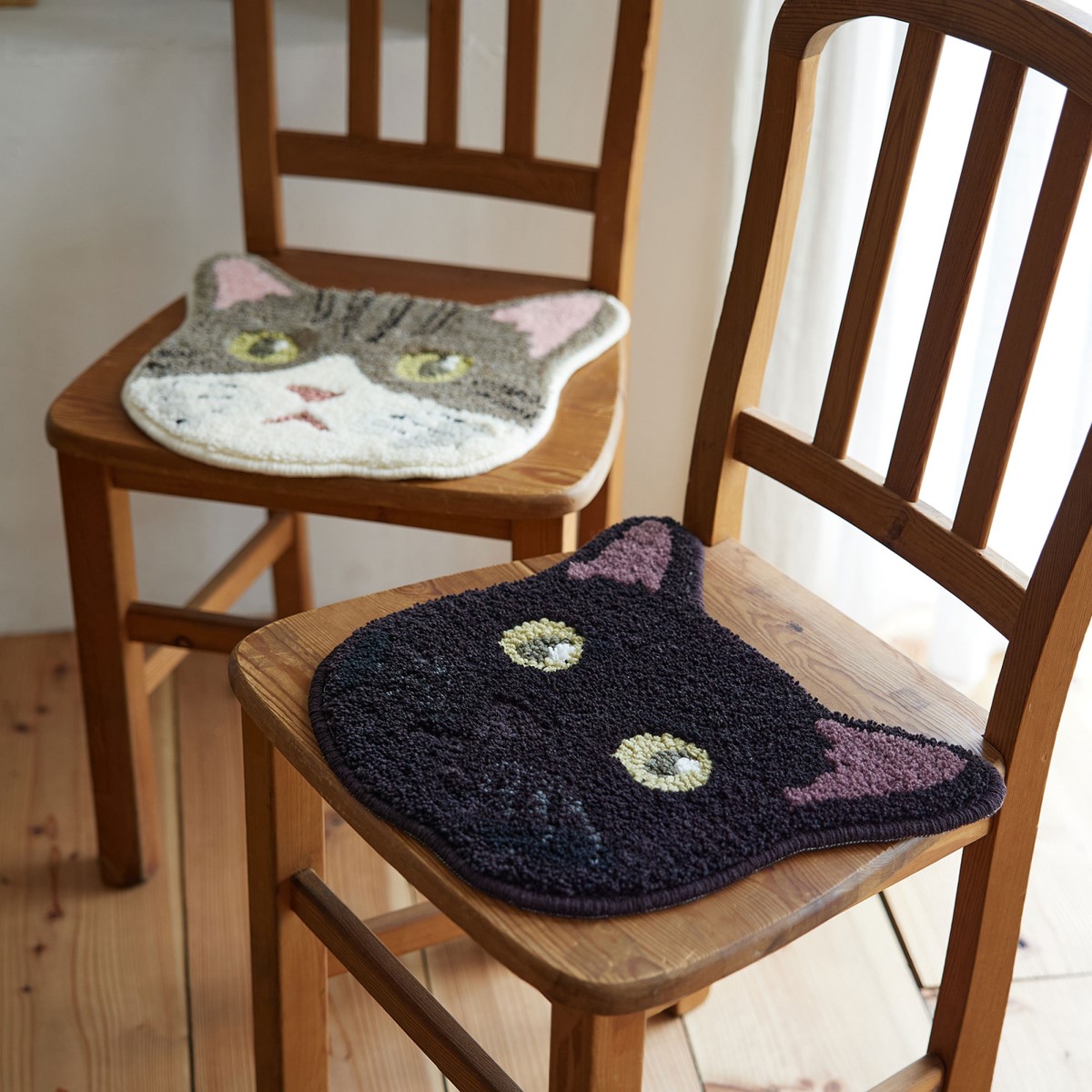 洗える ネコカオマット クロ 滑り止め