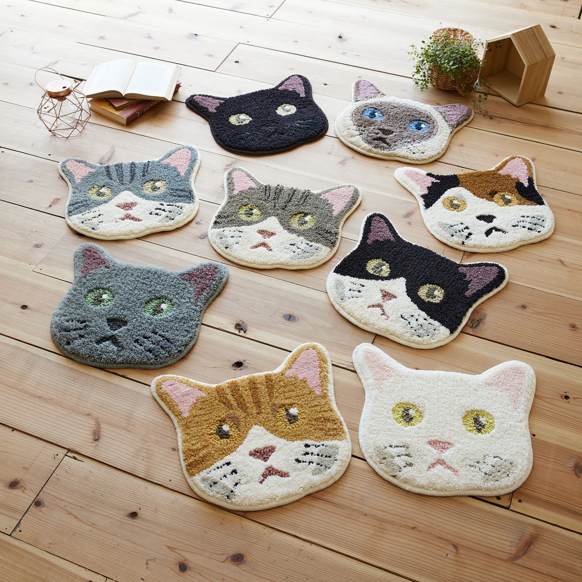 洗える ネコカオマット クロ 滑り止め