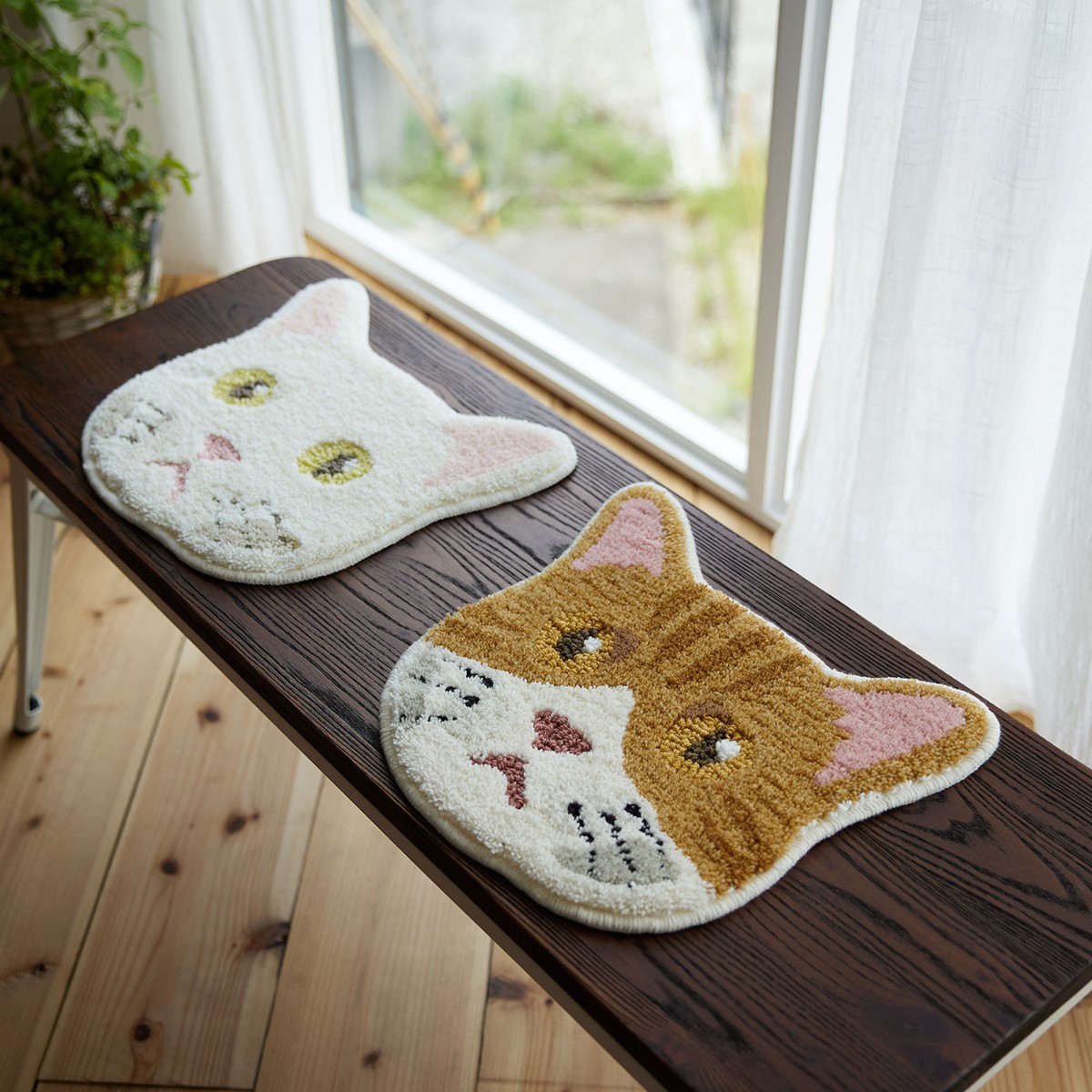 洗える ネコカオマット シロ 滑り止め