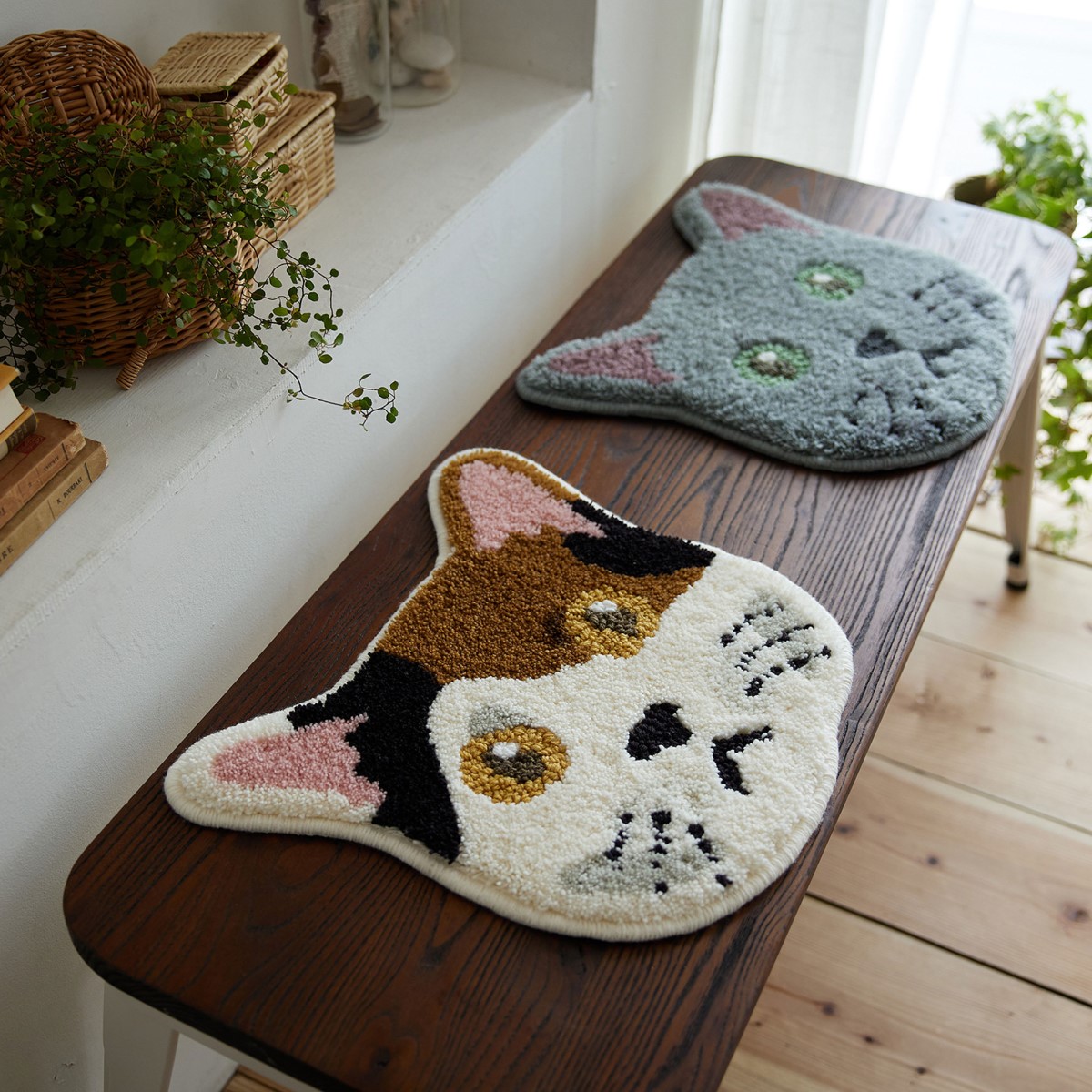 洗える ネコカオマット ミケ 滑り止め