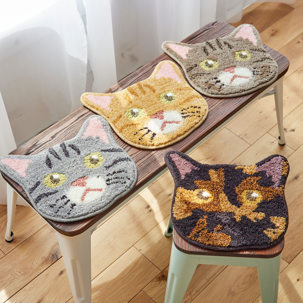 洗える ネコカオマット チャトラ 滑り止め