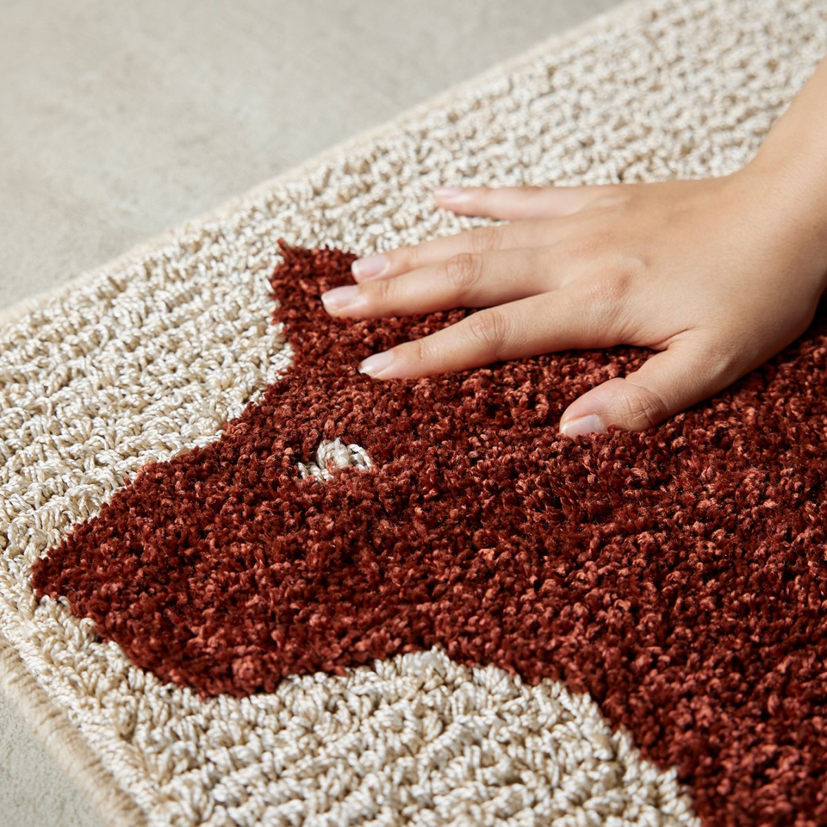 洗える アニマルマット ポチ ベージュ 45×70cm