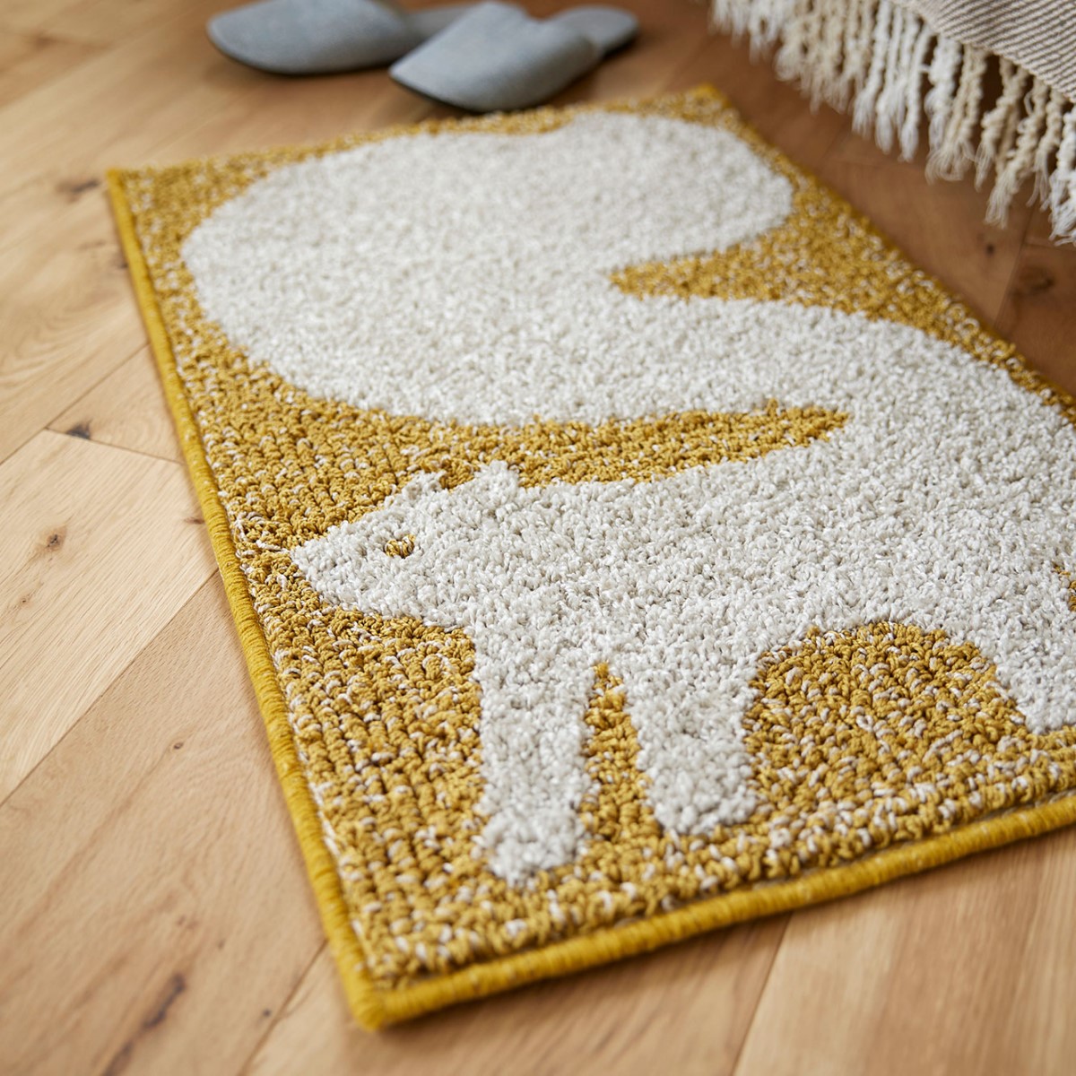 洗える アニマルマット リス イエロー 45×70cm