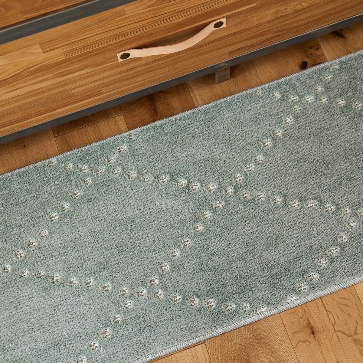 洗える キッチンマット ポント ブルーグレー 45×180cm