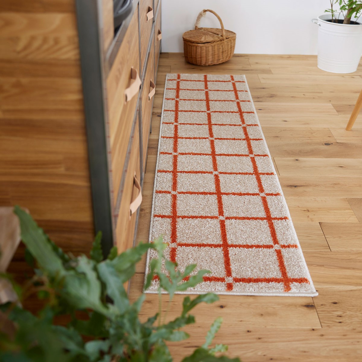 洗える キッチンマット オセロ オレンジ 45×180cm