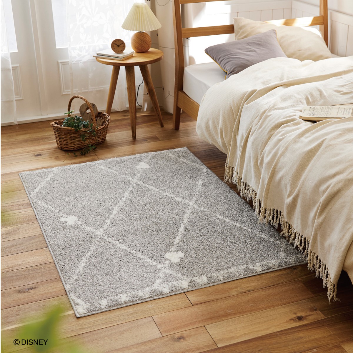 ディズニー ミッキー ラインラグ グレー 90×130cm DRM-1101