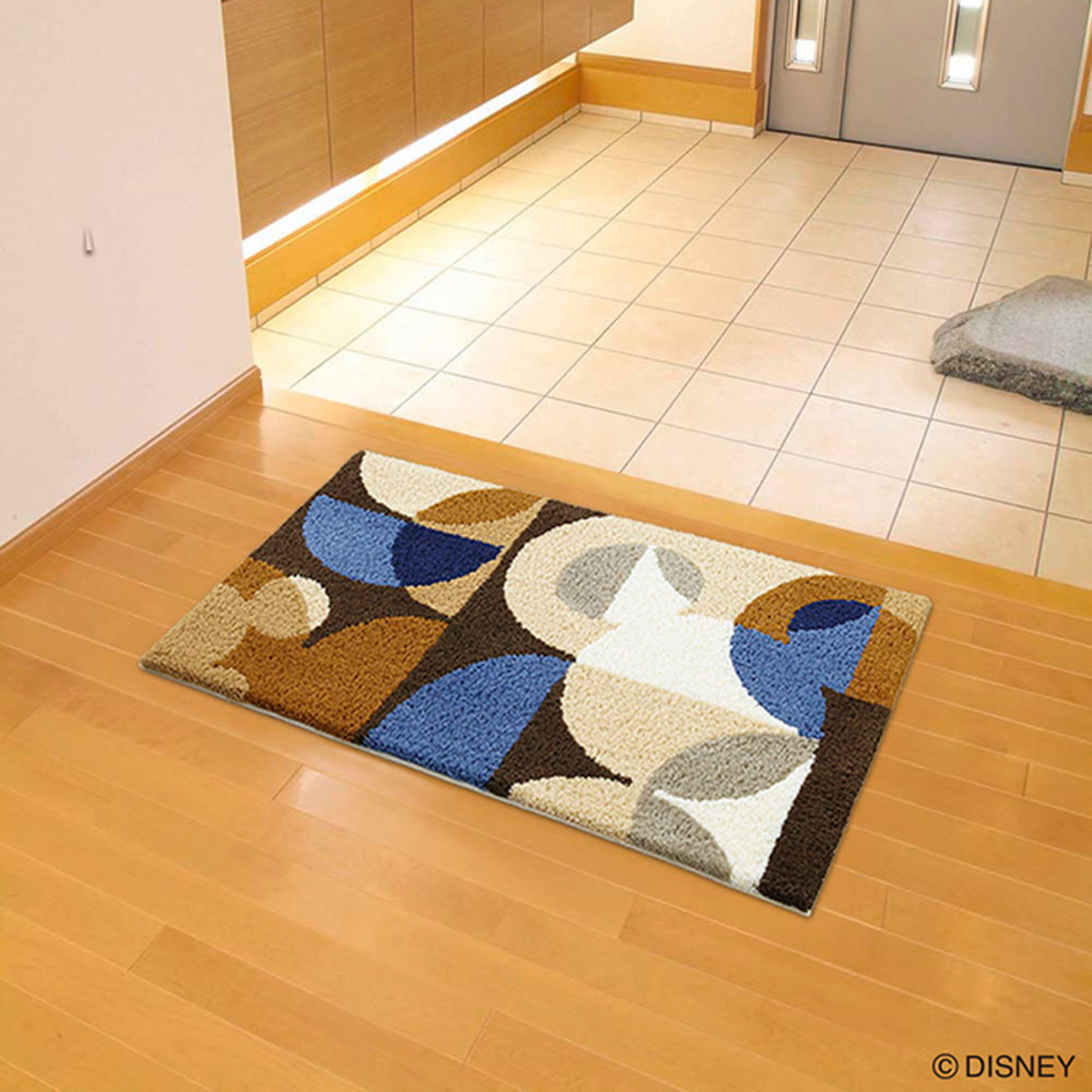 ディズニー ミッキー マット セミサークル ブルー 50×80cm DMM-4041