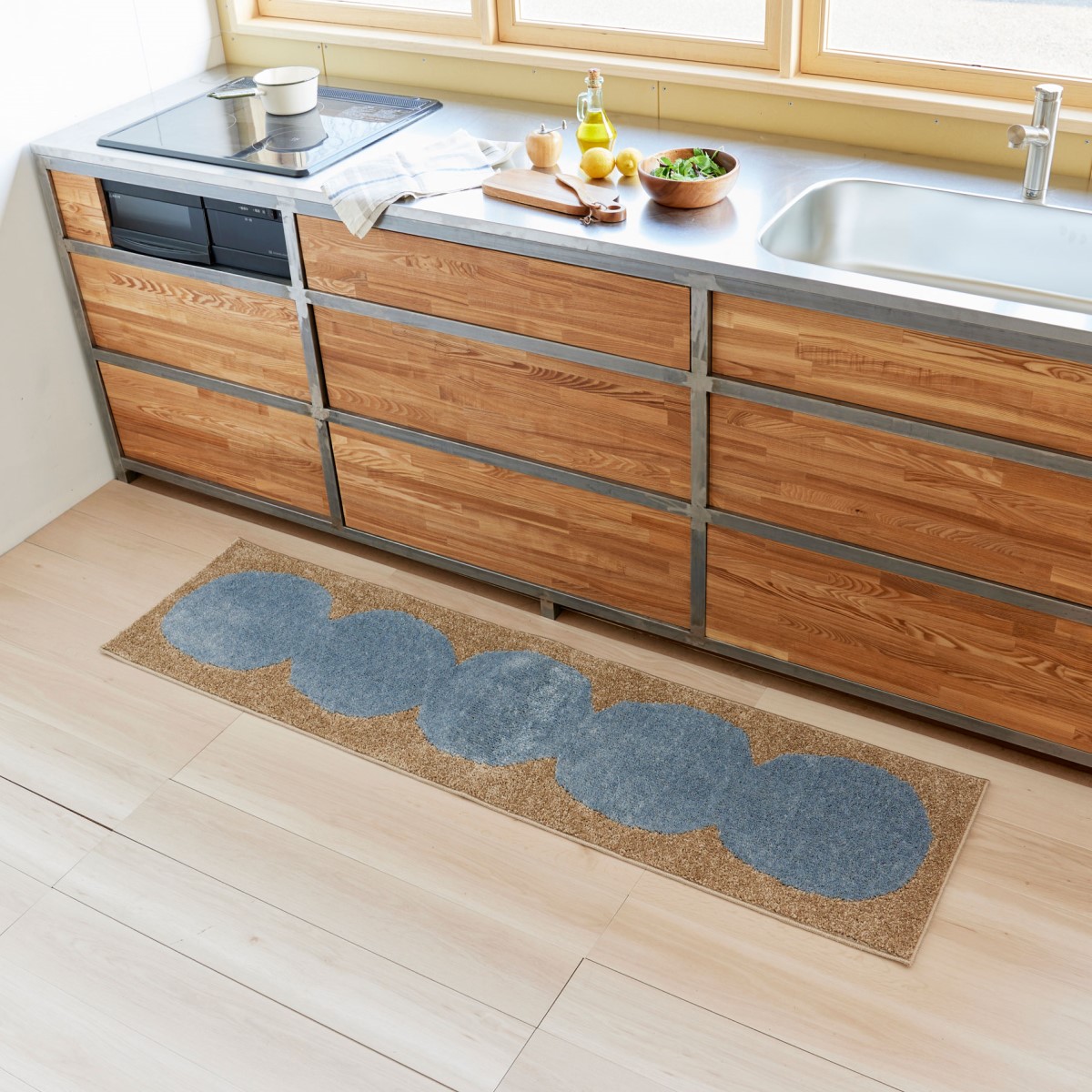 キッチンマット オダンゴ ブルー 45×180cm