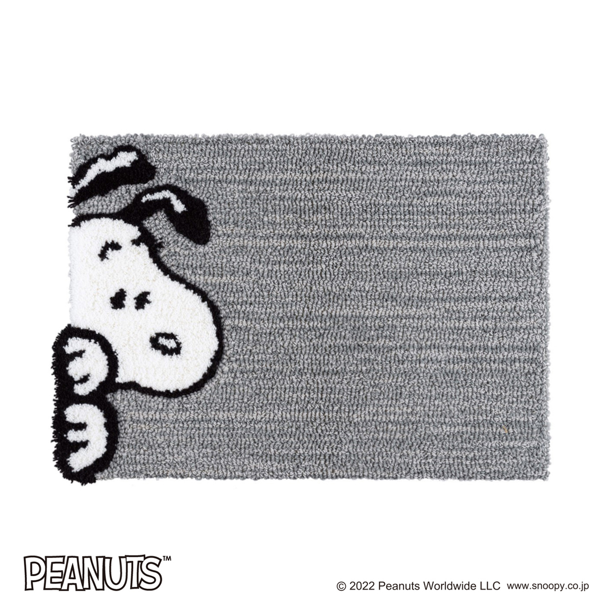 PEANUTS スヌーピー マット チラリ グレー 45×65cm