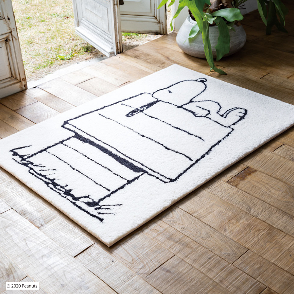 PEANUTS スヌーピー マット レストエリア ホワイト 70×100cm