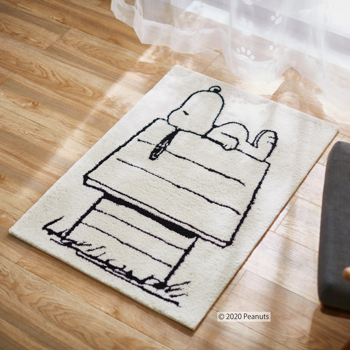 PEANUTS スヌーピー マット レストエリア ホワイト 70×100cm