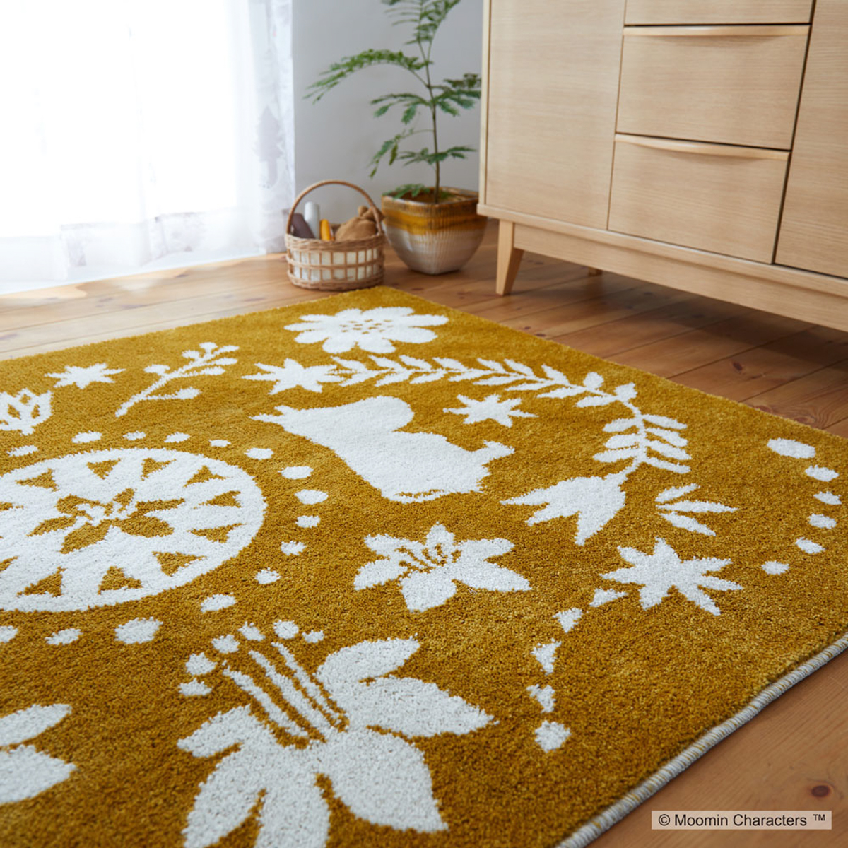 MOOMIN ラグ フォークライン イエロー 130×185cm